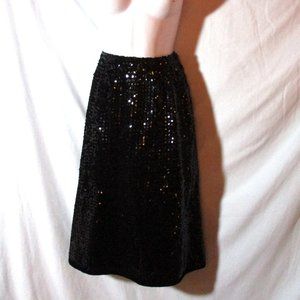 YSL SAINT LAURENT FRANCE Sequin Skirt Black 40 Glam Party Runway Formal Wedding